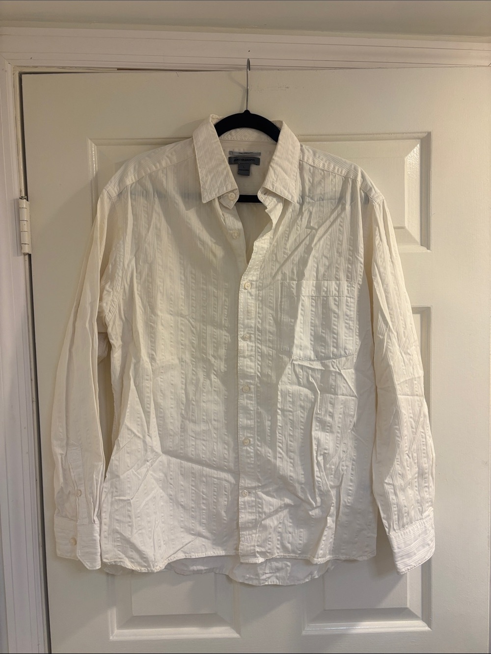 Johnston & Murphy Men's White Textured Long-Sleeve Dress Shirt